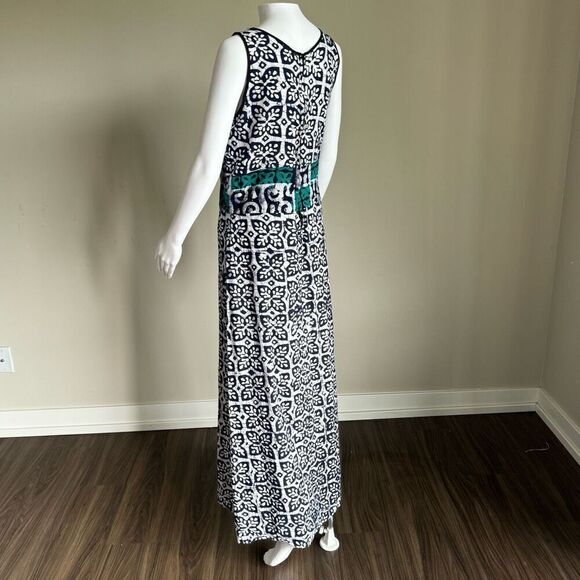 VTG Turquoise & Blue Batik Butterfly Print Maxi Dress - Picture 5 of 7